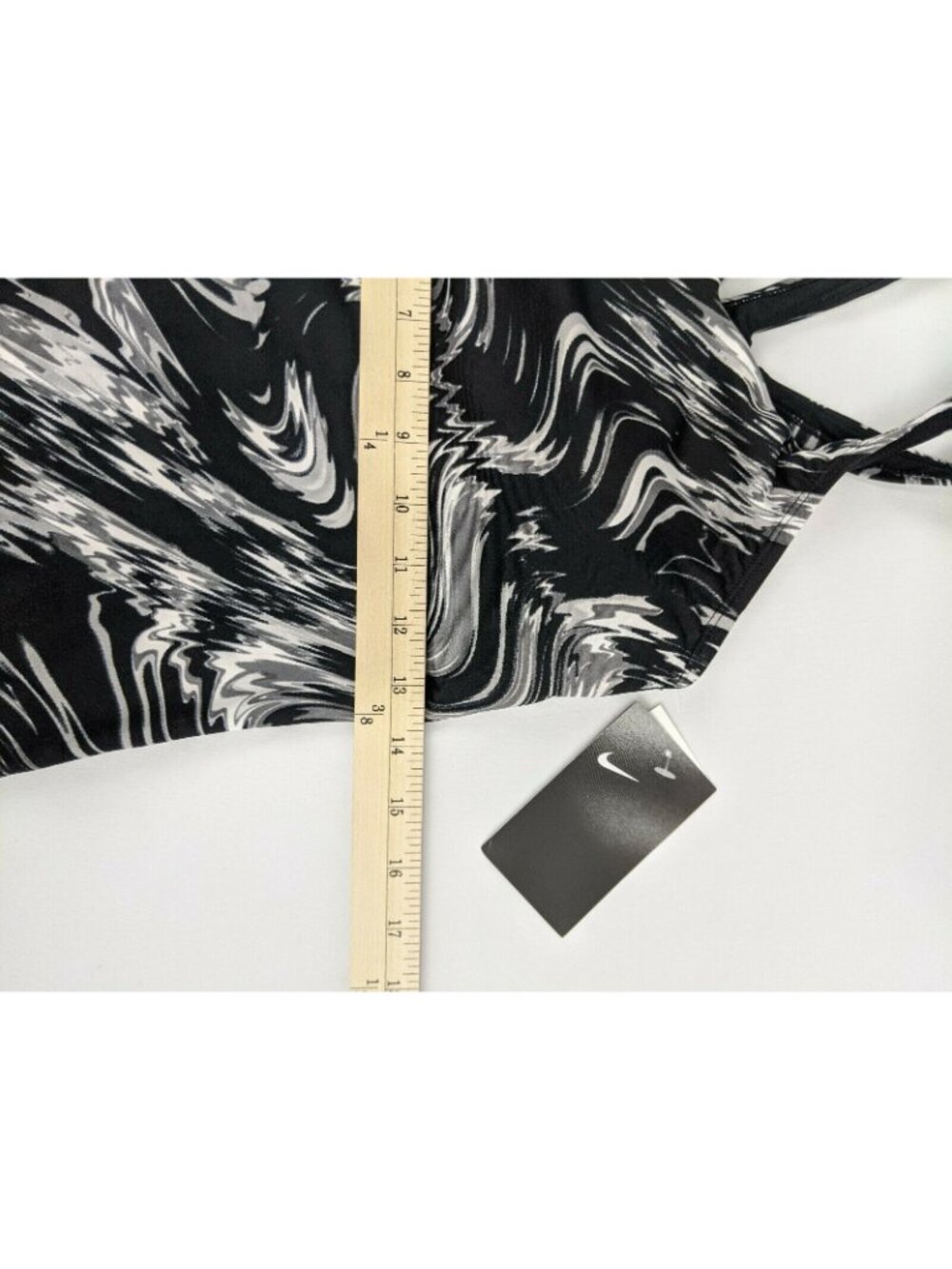 Nike Womens Sz Small Swimsuit Black & Gray Marble Racerback Tankini Top Nwt - Picture 8 of 9